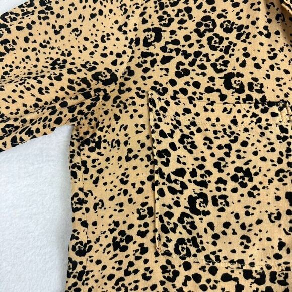 CLOTH & STONE Blouse Leopard Animal Print Long Sleeve Rayon Button Tab Sleeve - Picture 6 of 12
